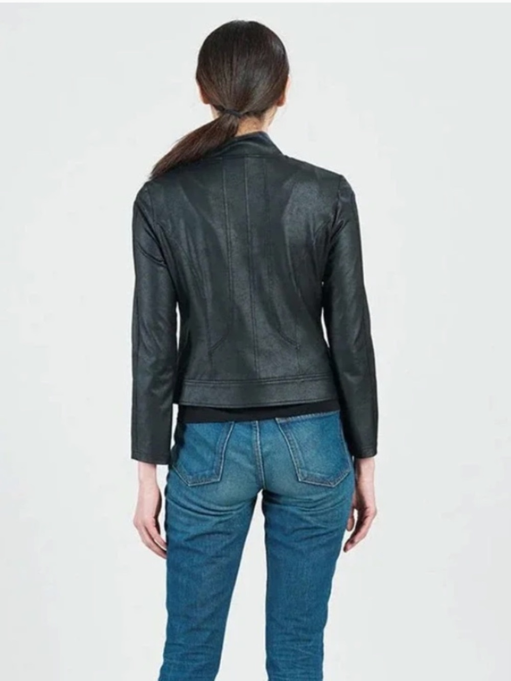 Clara Sunwoo Liquid Faux Leather Jacket with Double Zip Medium - Picture 4 of 16